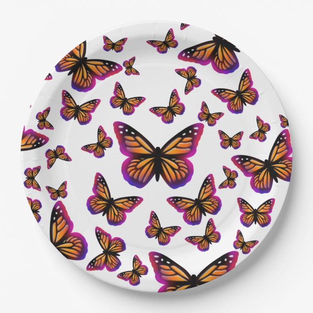 Assiettes En Carton Joli papillon aquarelle élégant (Devant)