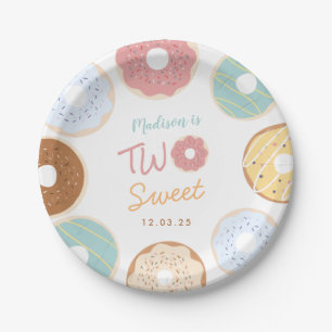 Assiettes En Carton Joli Pastel Moderne Donut Deux Anniversaire Sucré