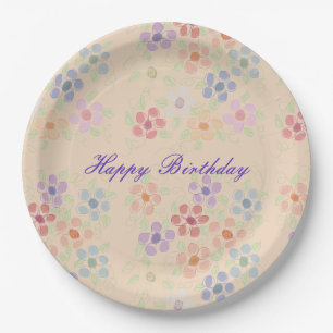 Assiettes En Carton Joli Pastel Plates d'Anniversaire En Papier Fleuri