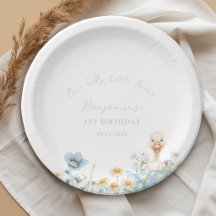 Joli Petit Joyeux Petit Oie Garçon Bleu 1er Annive