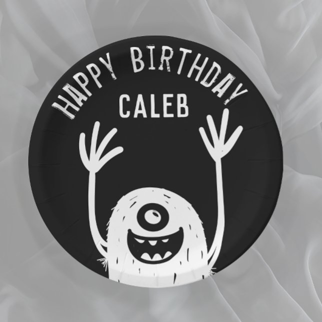 Assiettes En Carton Joli Petit Monster Personnalisé Garçons Anniversai (Créateur téléchargé)