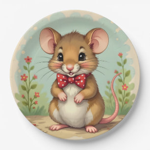 Assiettes En Carton Joli petit souris mignon avec cravate