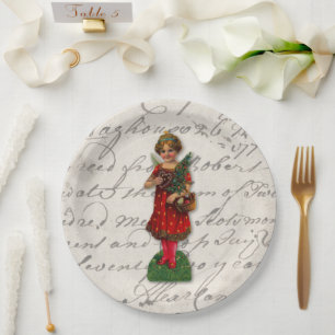 Assiettes En Carton Joli Red Christmas Angel Victorien Religieux