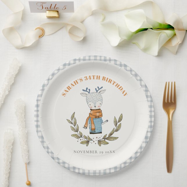 Assiettes En Carton Joli Rinder doux hiver n'importe quel âge Annivers (Mariage)