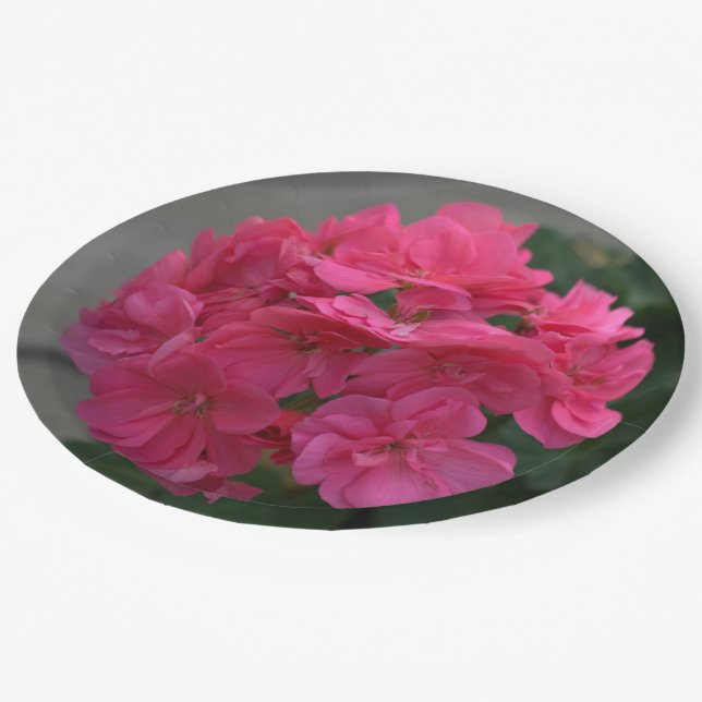Assiettes En Carton Joli Rose Geranium Floral (Angle)