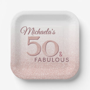 Assiettes En Carton Joli Rose Gold 50 Fabuleux Nom 50e Anniversaire