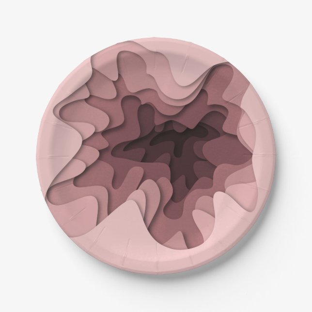 Assiettes En Carton Joli Rose Ombre Dimensional Effect Party (Devant)