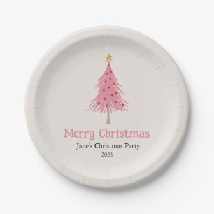 Assiettes En Carton Joli sapin de Noël Vierge Pink Party