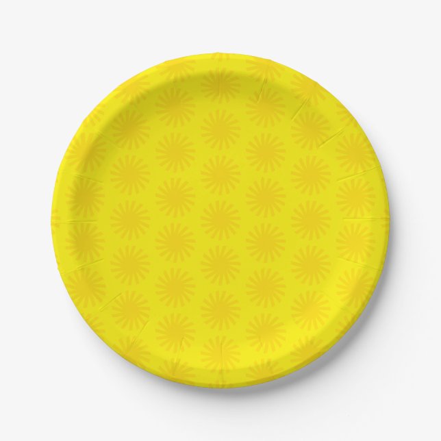 Assiettes En Carton Joli soleil jaune motif heureux fun lumineux moder (Devant)