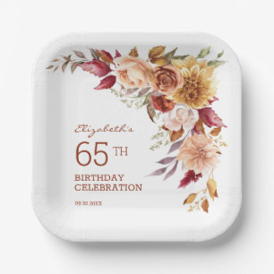 Assiettes En Carton Joli Terracotta Automne Floral Botanique Anniversa