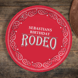 Assiettes En Carton Jolie Anniversaire Simple Rodeo Typographie Rouge 