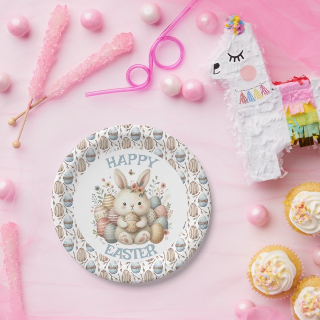 Assiettes En Carton Jolie aquarelle Lapin Pâques (Fête)