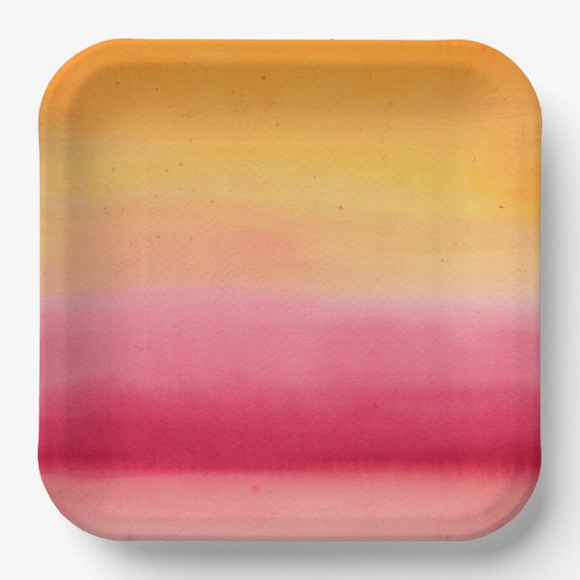 Assiettes En Carton Jolie aquarelle rose orange (Recto)
