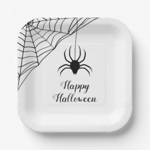Assiettes En Carton Jolie araignée noire Halloween