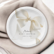 Jolie Baby Shower Simple Nœud Papillon en Ivoire
