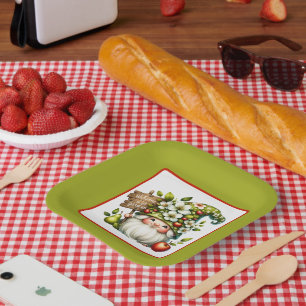 Assiettes En Carton Jolie bienvenue fête du jardin gnome
