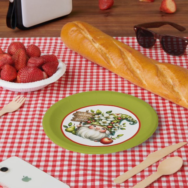 Assiettes En Carton Jolie bienvenue fête du jardin gnome (Pique-nique)