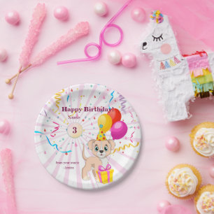 Assiettes En Carton Jolie chiot Personnalisé Anniversaire Fille