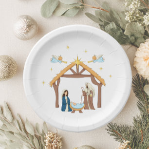 Assiettes En Carton Jolie crèche de Noël