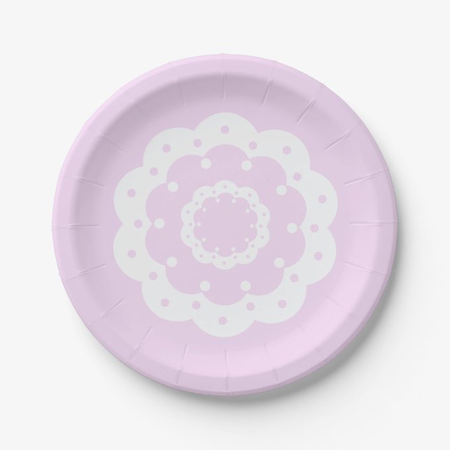Assiettes En Carton Jolie dentelle rose (Devant)