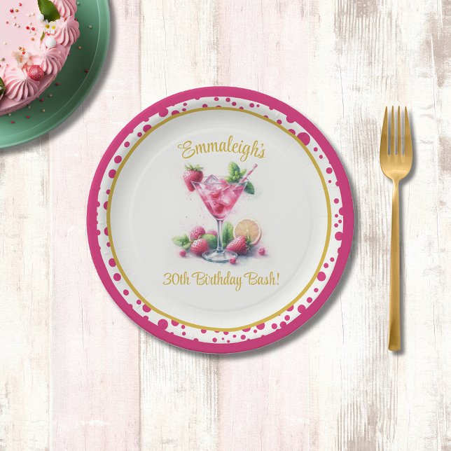 Assiettes En Carton Jolie en rose 30e anniversaire fête (Créateur téléchargé)