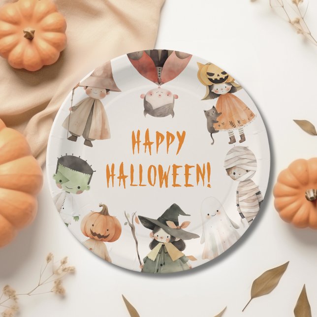 Assiettes En Carton Jolie fête costumée d'Halloween pour enfants (Créateur téléchargé)