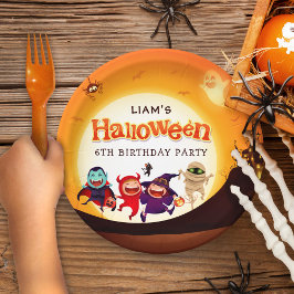 Assiettes En Carton Jolie fête d'anniversaire Halloween Enfants Orange