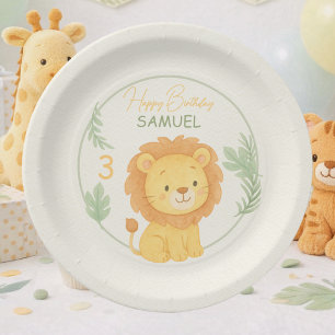 Assiettes En Carton Jolie Fête d'Anniversaire Safari Lion Jungle Enfan