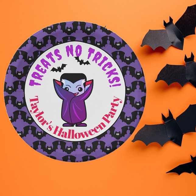Assiettes En Carton Jolie fête des monstres d'Halloween pour les enfan (Cute Kids Halloween Costume Party. Easy to personalize.)