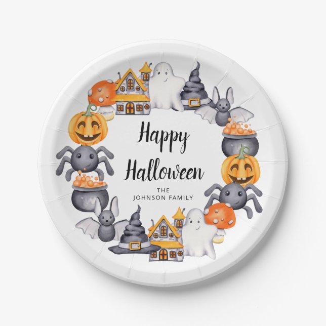 Assiettes En Carton Jolie fête d'Halloween (Devant)