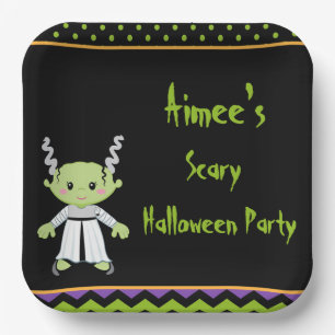 Assiettes En Carton Jolie fête d'Halloween Monster Girl Halloween
