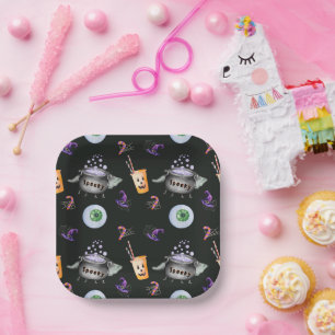Assiettes En Carton Jolie fête Éffrayante d'Halloween