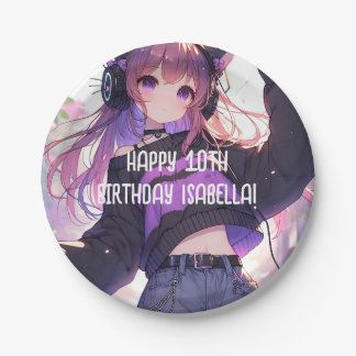Assiettes En Carton Jolie Fille Anime Personnalisée Anniversaire