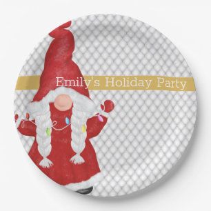 Assiettes En Carton Jolie fille de Noël Gnome personnalisée