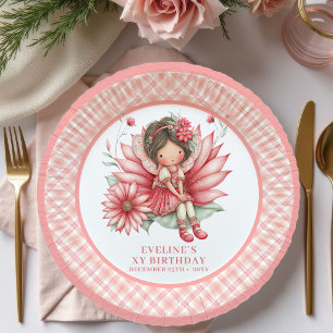 Assiettes En Carton Jolie Fille Fée 5ème Anniversaire Papier Rose Past