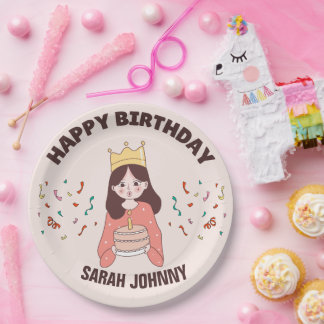 Assiettes En Carton Jolie Fille Princesse d'Anniversaire