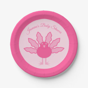Assiettes En Carton Jolie fille rose Thanksgiving Turquie Custom