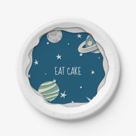 Assiettes En Carton Jolie Galaxie aux planètes Joyeux anniversaire