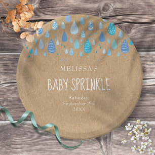 Assiettes En Carton Jolie gouttes Bleues Bébé Sprinkle / Boho Douche