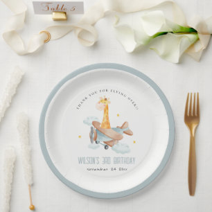Assiettes En Carton Jolie Jaune Enfants Avion Étoiles Sky Giraffe Anni