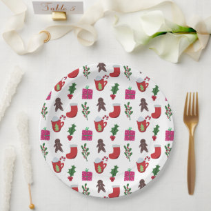 Assiettes En Carton Jolie Noël Chocolat chaud Vacances d'hiver