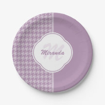 Jolie Pastel Purple Houndstooth Monogramme et nom