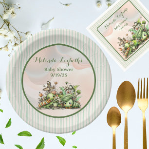 Assiettes En Carton Jolie Petite Fête de Fille de Jardin de Chenille