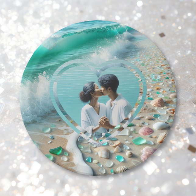 Assiettes En Carton Jolie Photo de Verre de Mer Mariage  (Créateur téléchargé)