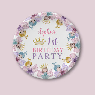 Assiettes En Carton Jolie Princesse Fée Rose & Violet 1er Anniversaire