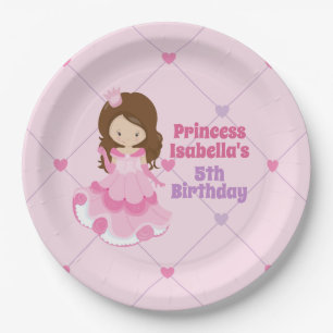 Assiettes En Carton Jolie princesse rose violet filles fête d'annivers