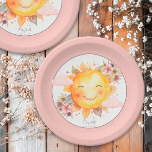 Assiettes En Carton Jolie Rétro Rose Bohème Fleurs Soleil Baby Shower