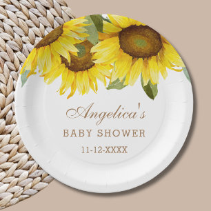 Assiettes En Carton Jolie Sunflower Baby Girl Douche