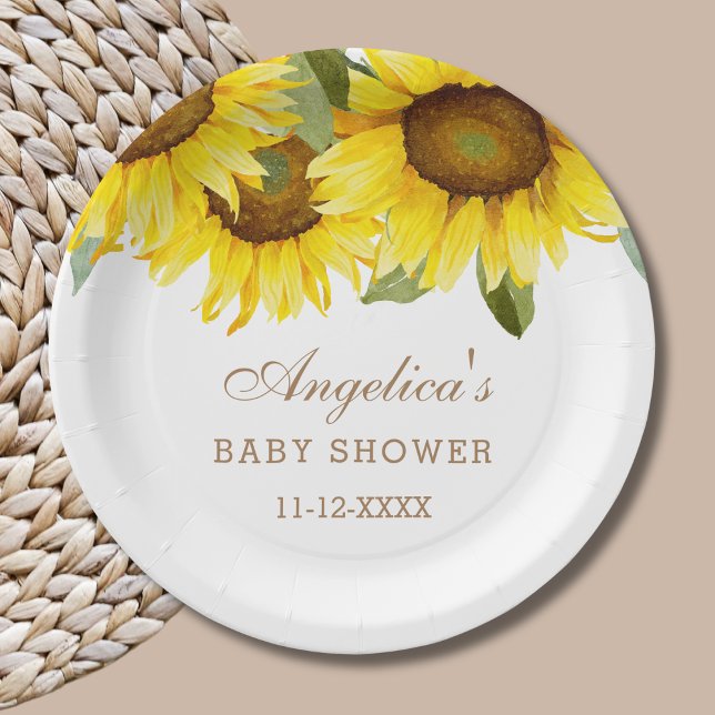 Assiettes En Carton Jolie Sunflower Baby Girl Douche (Créateur téléchargé)