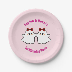 Assiettes En Carton Jolie Twin Girls Halloween 1er anniversaire